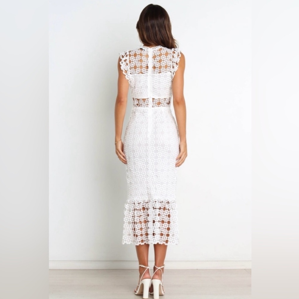 Petal & Pup Crochet White Lace Midi Dress - Picture 3 of 8